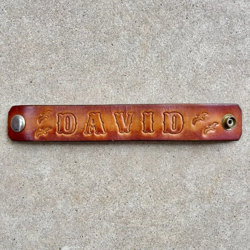 Tooled Leather David Cuffed Bracelet